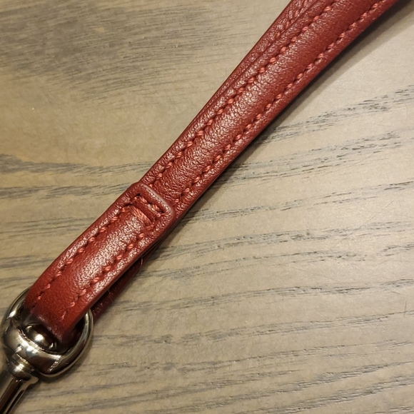 Small Red Coach Wristlet strap with red stitching - Picture 3 of 4